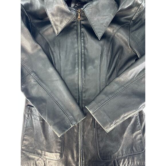 VTG Pelle Studio by Wilson's Leather Womens sz M Black Leather Zipup Jacket SOFT - Picture 10 of 13